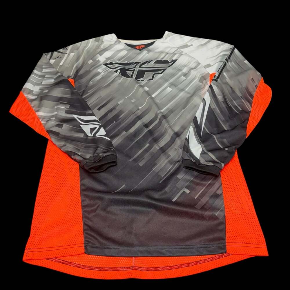 Fly Racing Kinetic Glitch Motocross Jersey Black Grey Orange Size Small